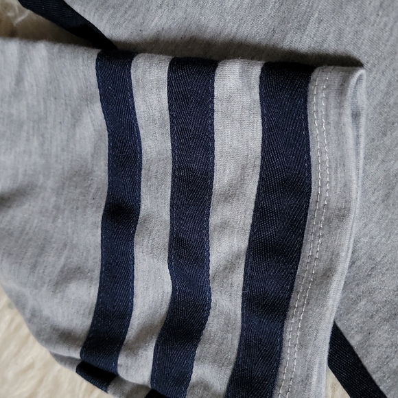 Mind Matter SoHo Varsity Style Shift Tee Shirt Dress Heathered Gray Navy Blue - Picture 5 of 10